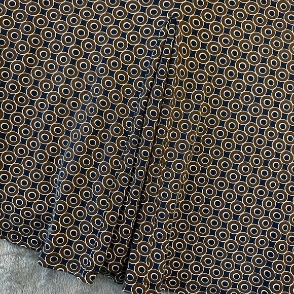 Boden Pleated Knit Stretch Pull On Skirt Women's size 14 Brown Blue Geometric - Picture 2 of 6